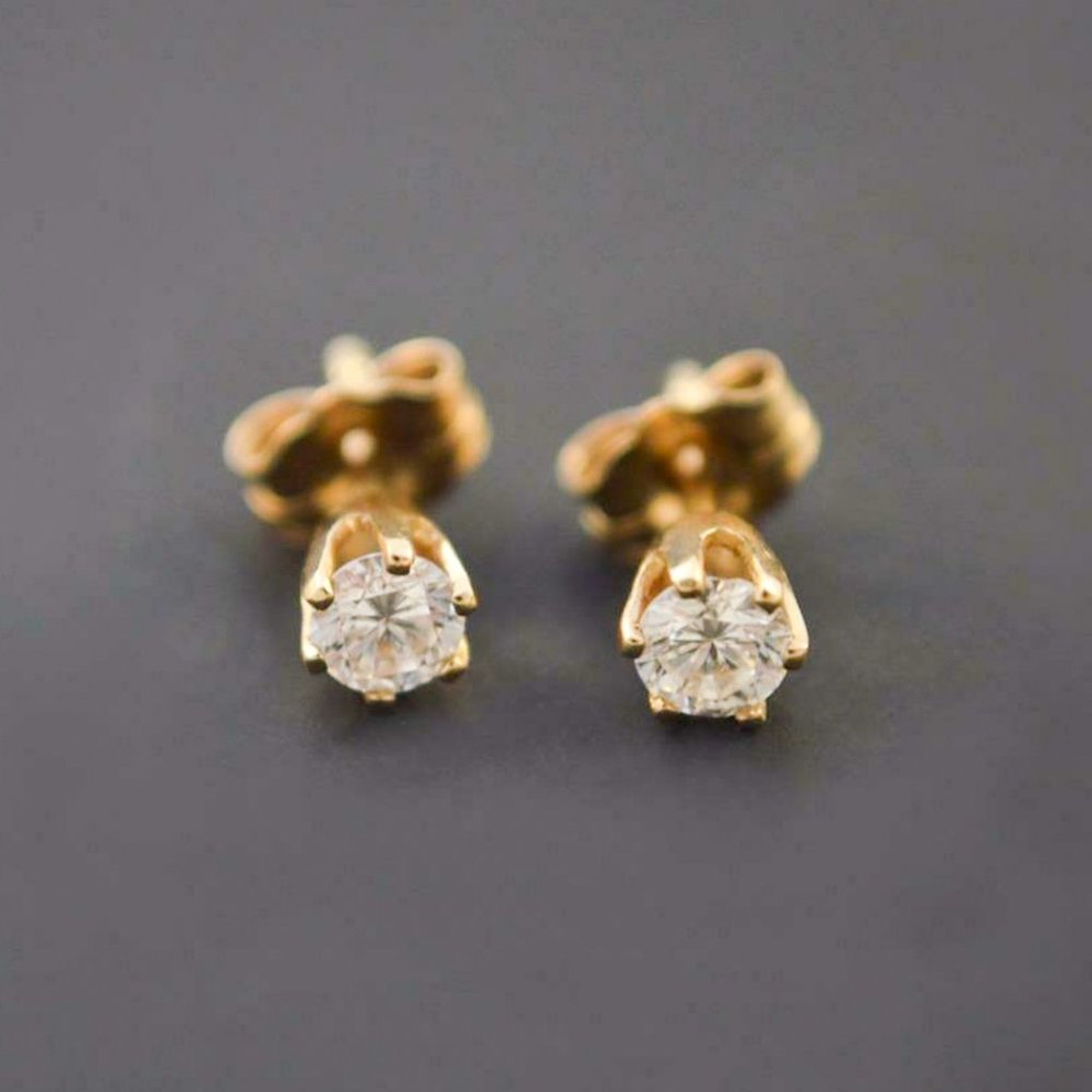 New Diamond Stud 14K Gold Earrings .36 ct